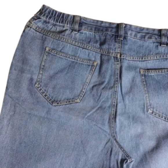 VTG 80s Medium Wash Studded High Waist Wide Leg Jeans Large Petite - Picture 9 of 14